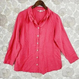 Soft Surroundings Linen Blend Button up Women's Shirt‎ Size M  242ct